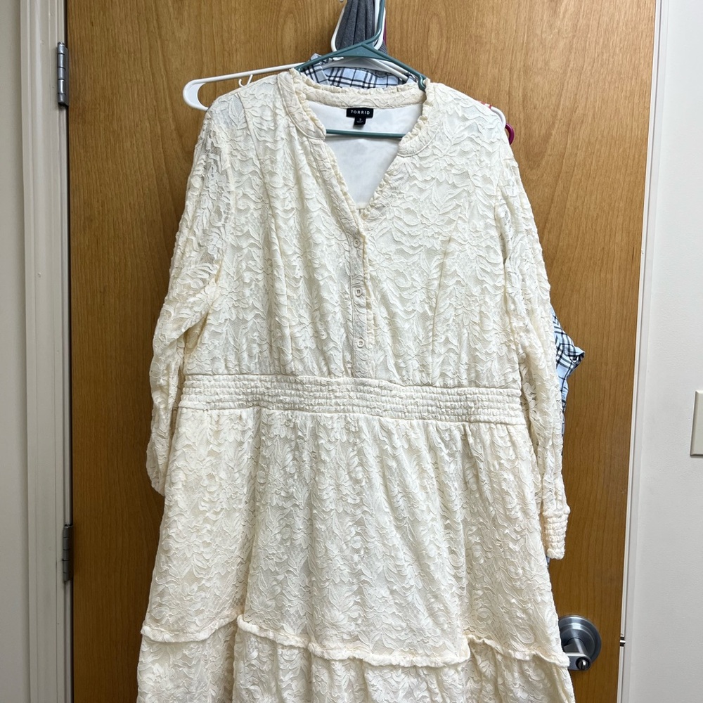 Torrid Cream Lace Mini Dress